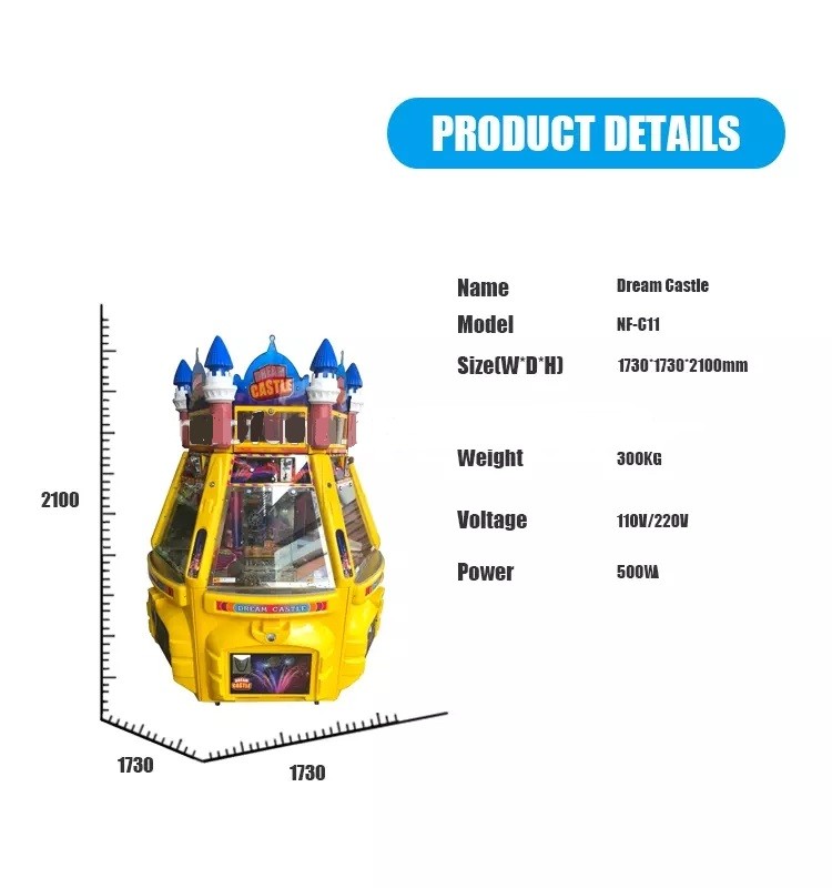6 Players Dream Castle Pinball Game Machine Coin Pusher Metal + Acrylic + Plastic Material
