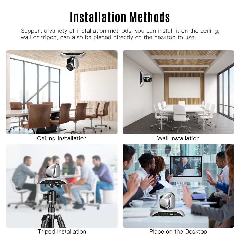 10X Optical Zoom All-in-one Video Conference Endpoint System or PTZ Video Conference Meeting Camera