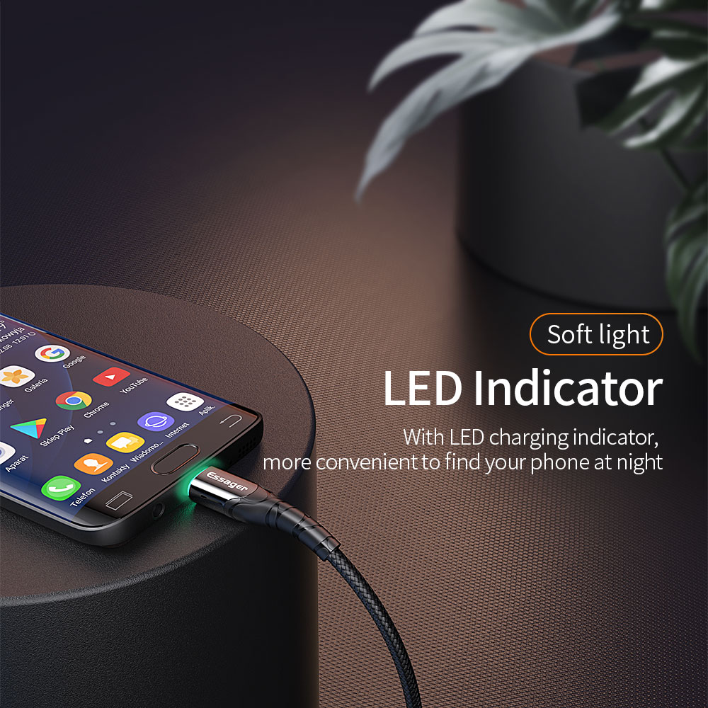 Essager LED Fast Micro Data Cable 3A 0.5M 1M 2M 3M With Data Transfer