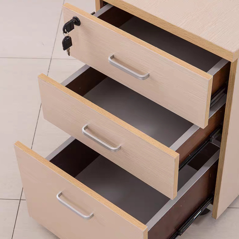 Modern Furniture Style Solid Wood Lockable Office File Cabinet with Push-pull Design