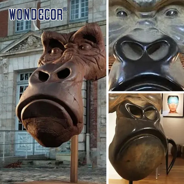 Orangutan Face Bronze Statues Sculpture Captivating