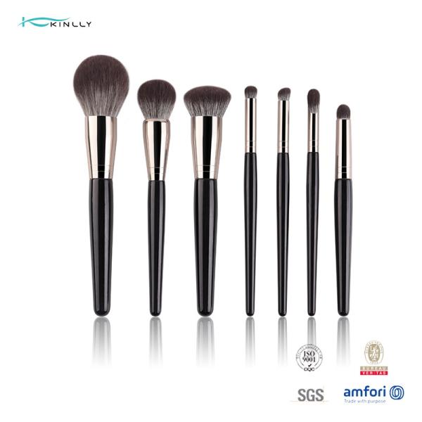 7PCS Makeup Brush With Synthetic Hair ,Rose Gold Ferrule Cosmetic Brush ,Wooden