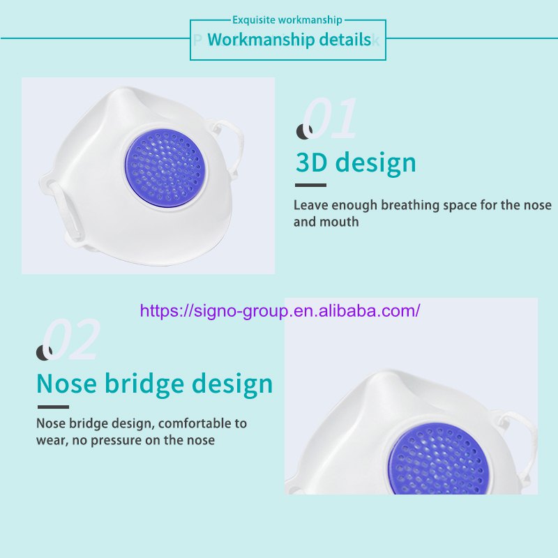 Public Place 3D Disposable Protective Face Mask With Breather Replaceable Filter