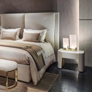 China Minimalist 0.6m Modern Marble Nightstand 400mm Trendy Bedside Cabinets wholesale
