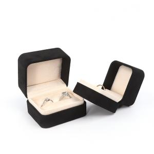 China Wholesale High End Jewellery Packaging Ring Box Custom logo Jewelry Packaging Luxury Double Wedding Engagement Velvet Ring Box wholesale