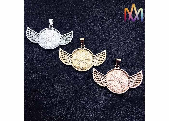Antifatigue Rustproof Round DIY Jewelry Charms With Wings