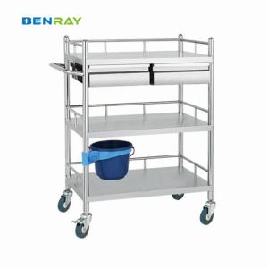 China 3 Layer Hospital Stainless Steel Medical Instrument Trolley wholesale