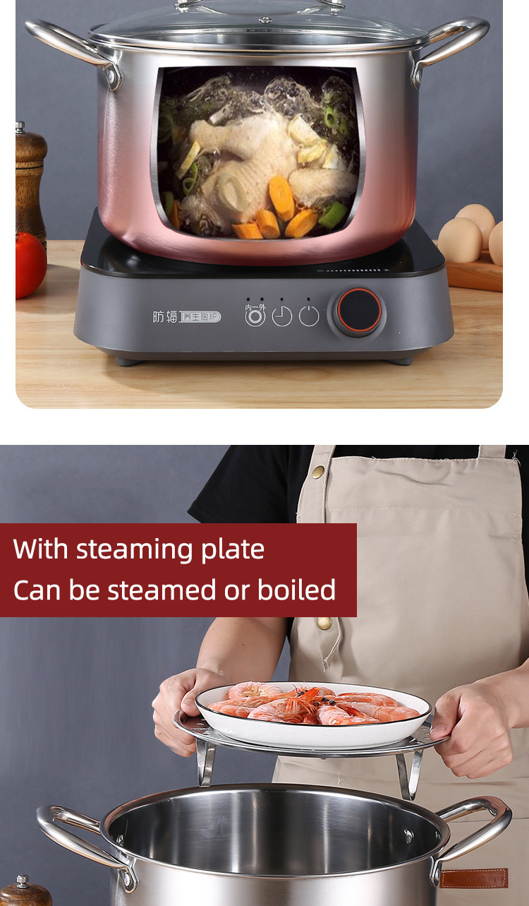 Wholesale Top Seller Kitchen Cooking Steamer Pot Induction Stainless Steel 410 Cookware Soup Pot