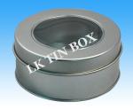 Printed Mini Round Metal Tin Box With Clear PVC Window , Cookie Tin Can