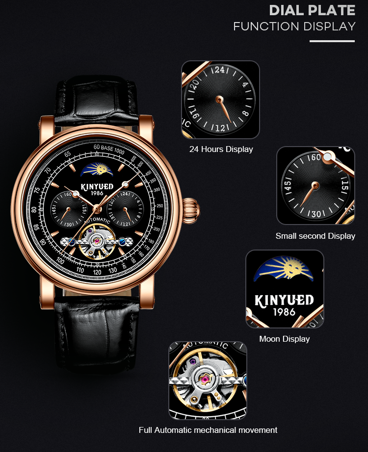 KINYUED big flywheel watch male waterproof business men's automatic mechanical watch