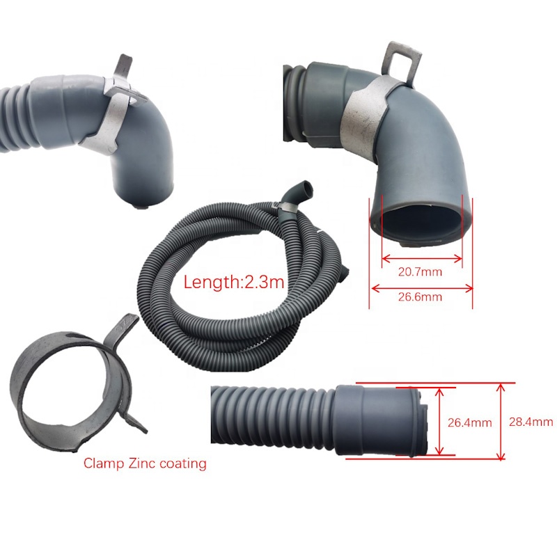 Corrugated Washing Machine Drain Hose With Clamp Electric Power Source