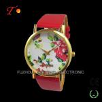 Vogue and classic design colorful leather band for women with flower rose dial