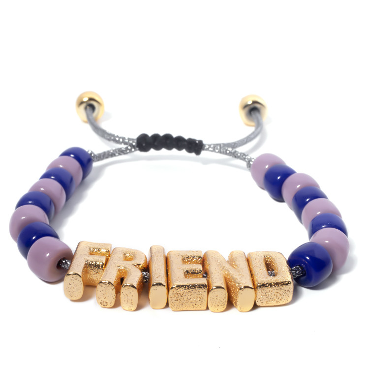 OEM gold Nylon Friendship Letter Bead Bracelet With adjustable braid clasp