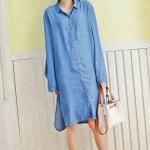 100% Lyocell Women'S Denim Blouses And Tops Casual Oversized Dress