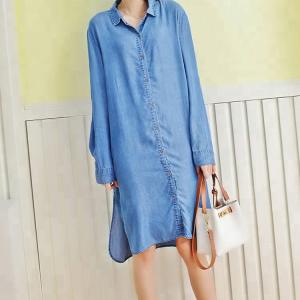 China 100% Lyocell Women'S Denim Blouses And Tops Casual Oversized Dress wholesale