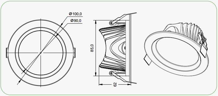 High Brightness 100 Lumen Per Watt Better Dissipation 7 Watt SMD LED Downlight