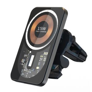 China 15W Aluminum Alloy Magnetic Car Phone Holder Lightweight Wireless wholesale