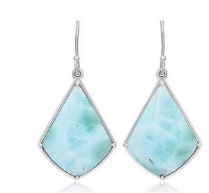 China Gemstone Larimar Silver Jewelry Mini Diamond Teardrop Earrings wholesale