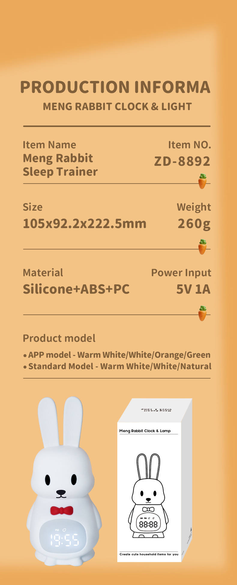 Rechargeable Usb Touch Baby Cute Bunny Night Light Dimmable Led Nigh Light