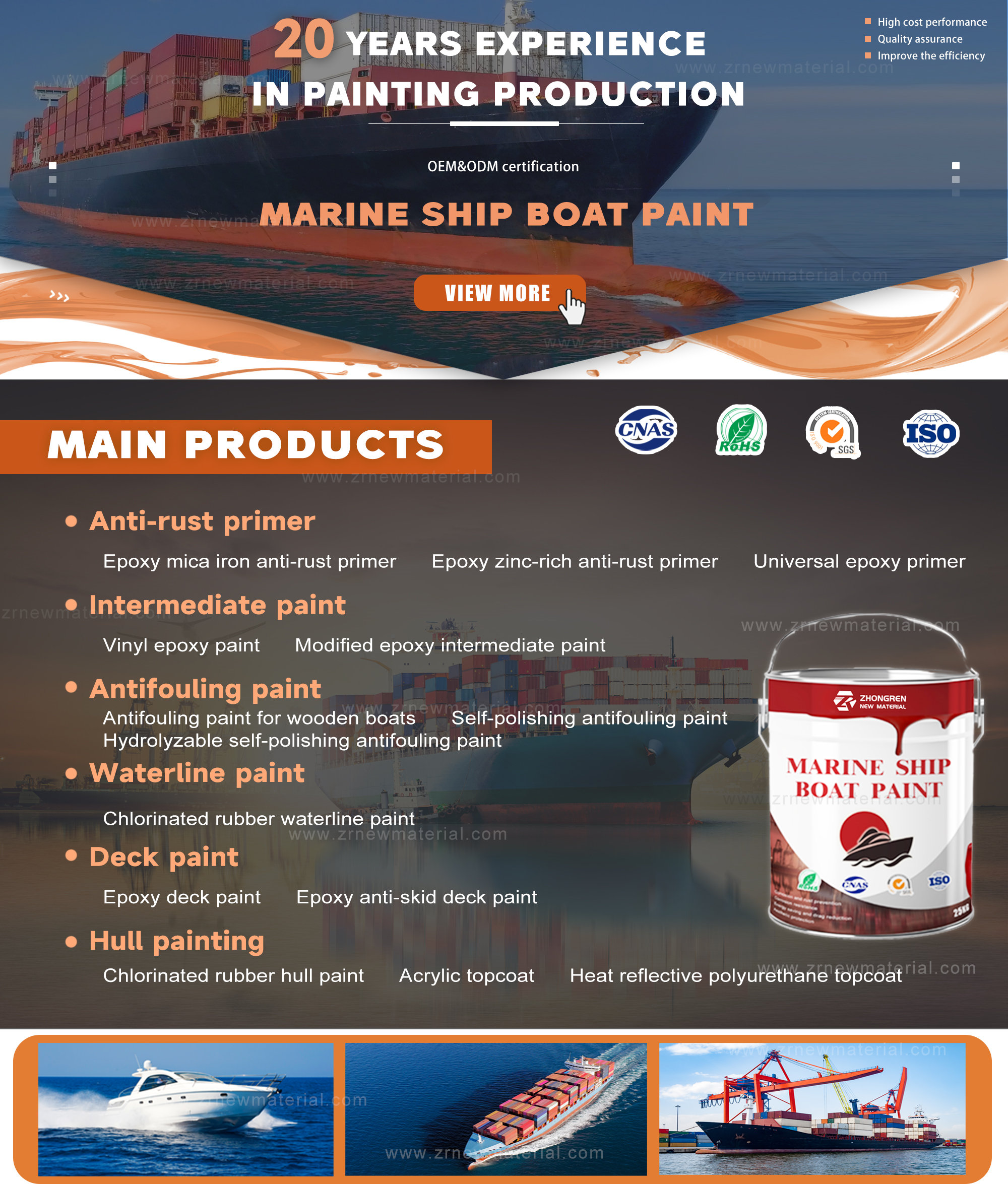 Customized Colors Marine Boat Paint Marine Coating Paint Erosion Resistant