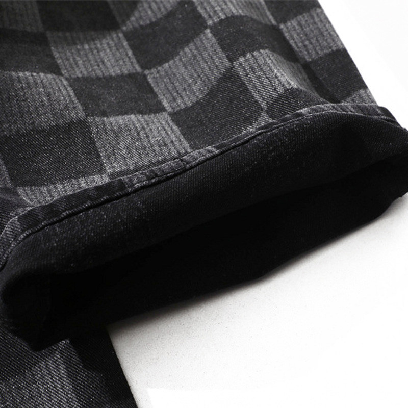 OEM Checkerboard Jeans Low MOQ Unisex Fashion Pants Denim Clothing Manufacturer