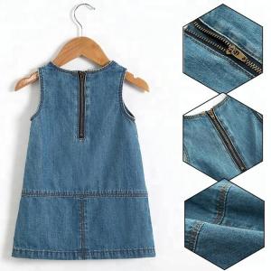 China Summer Casual Baby Girl Denim Dress No Sleeves With Embroidery Sequin Patch wholesale