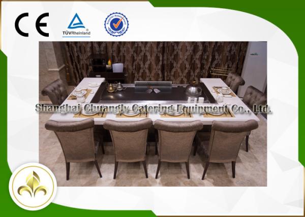 Rectangular Stove Top Teppanyaki Grill Japanese Hibachi Table With Ventilation