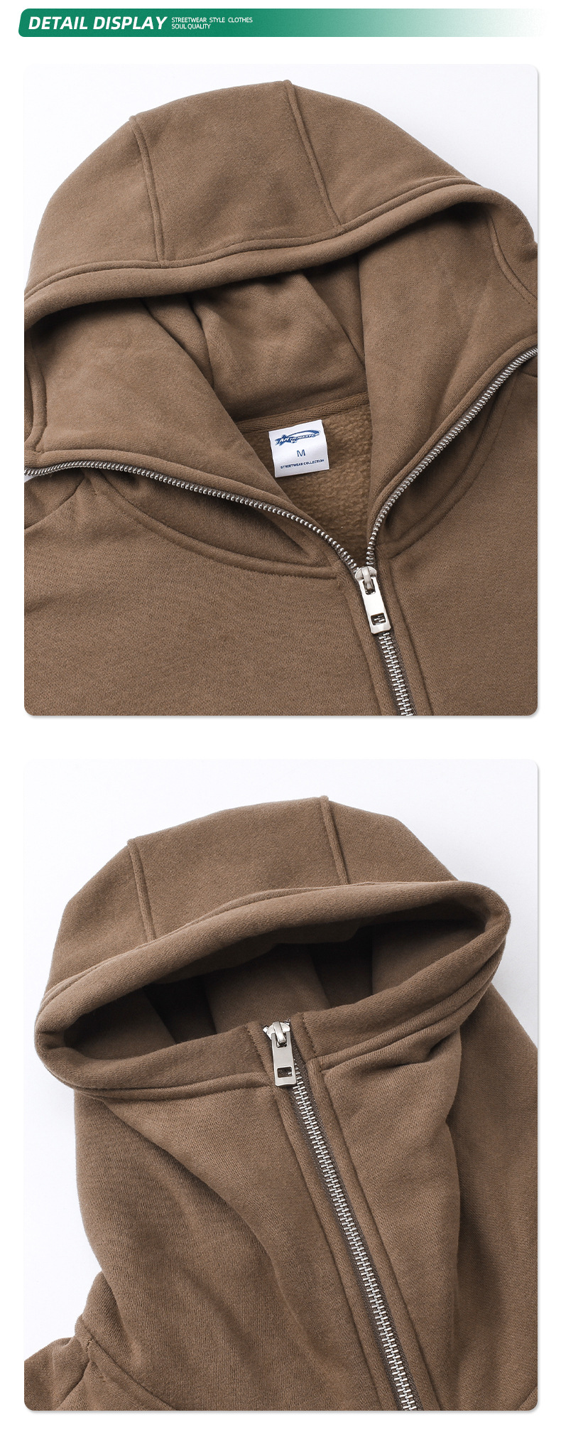 Hooded Collar Winter Warm Cotton Terry Embroidery Masked Ninja Hoodie for Cold Days