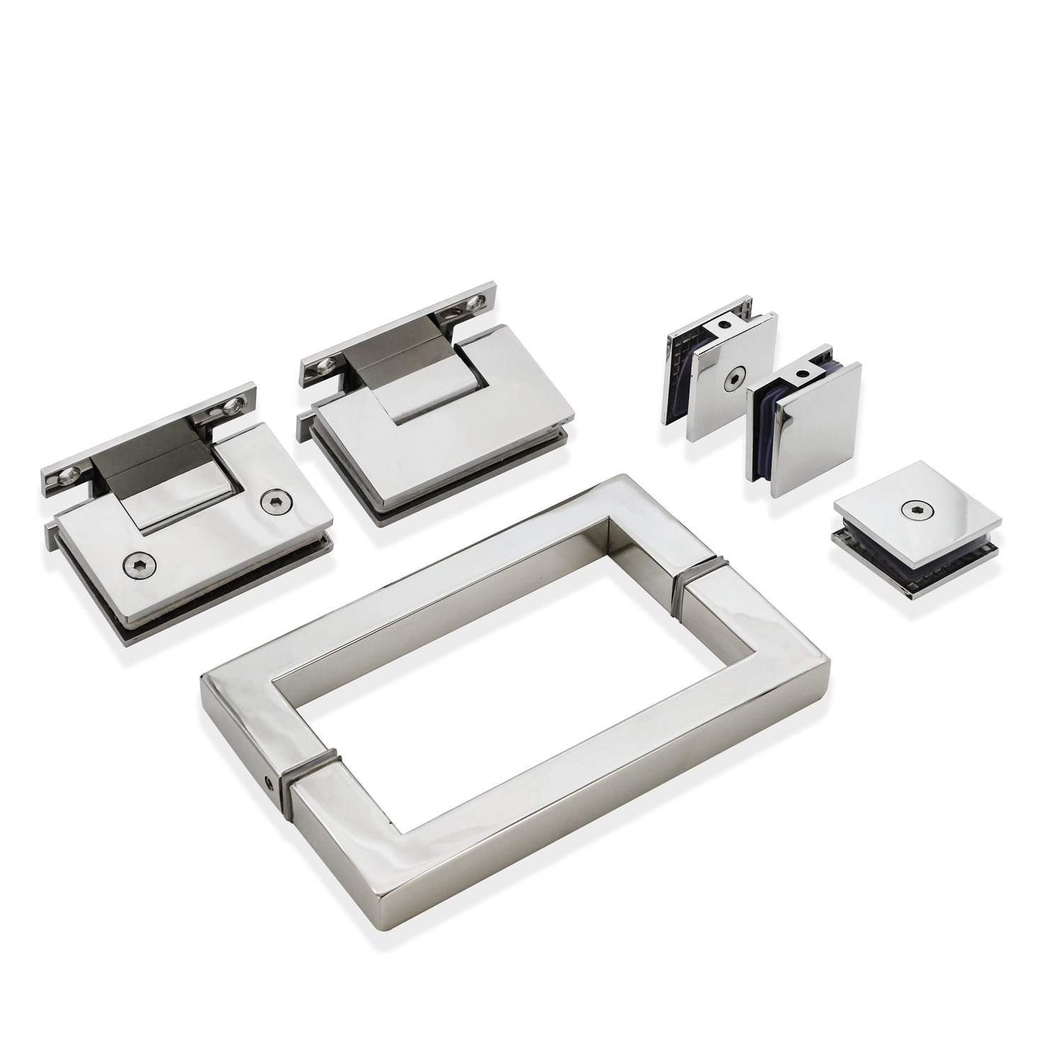 Glass Door Pull Handle Set For Door With Door Window Handles And Square Glass Clamps