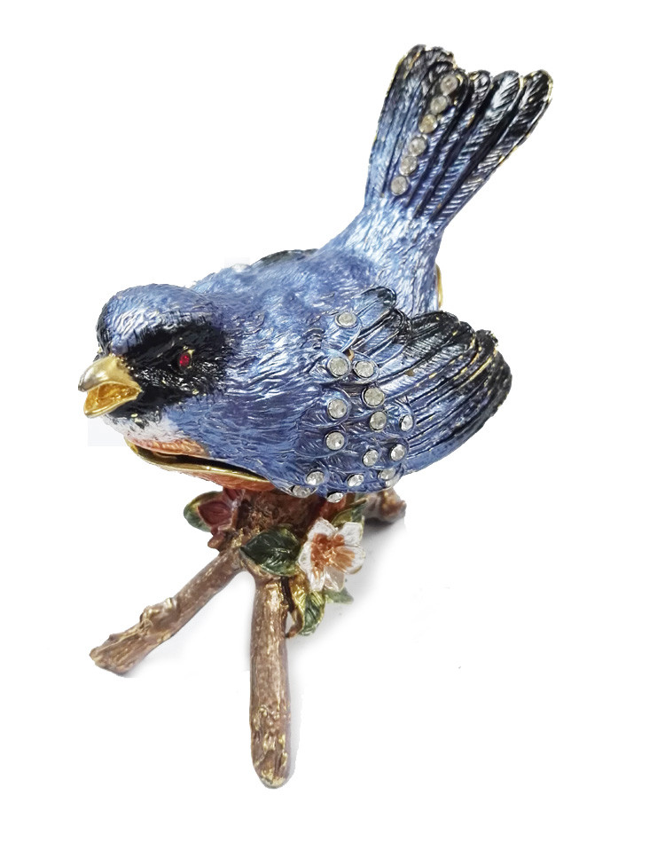 Hot sell bird trinket box alloy animal bird trinket box bird metal trinket box