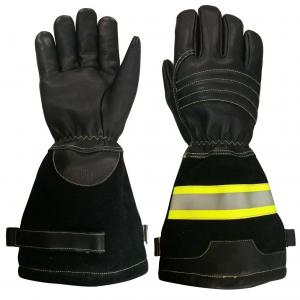 China Long Cuff EN388:2016 Firefighter Gloves With Reflective Tape wholesale