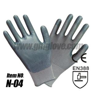 China Nylon Nitrile Coated Gloves , Gray yarn wholesale