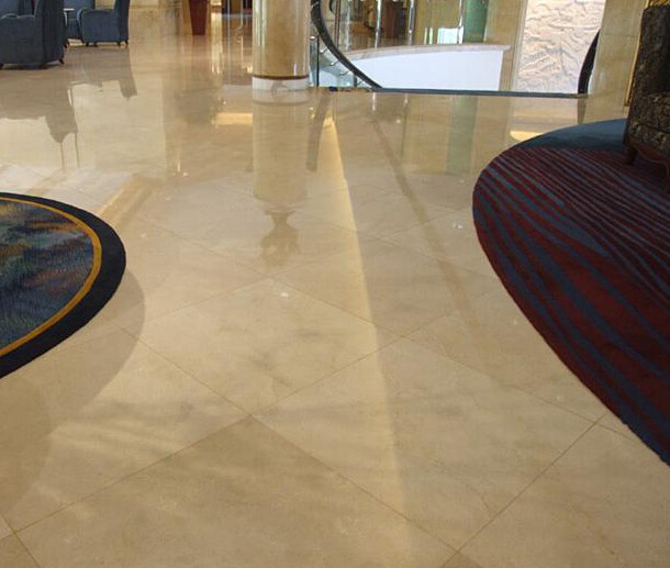 Premium Crema Marfil Polished Marble Tiles Customized Size Home Decoration