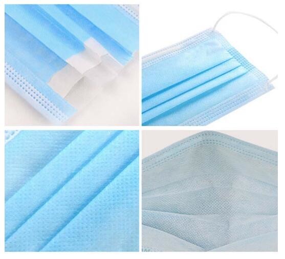 Blue Face Masks For Germ Protection , Surgical Face Mask 3 Ply 17.5cm X 9.5cm