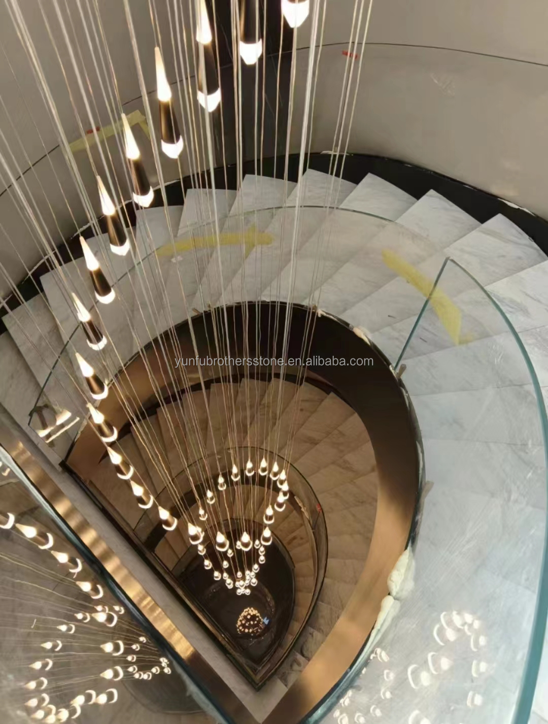 Straight Stair Indoor White Marble Staircase Cut-to-Size Polished Natural Marble Design