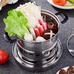 Fashion Simple Stainless Steel Hot Pot Kitchen Hotel Single Portable Alcohol