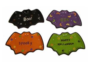 China Handpainted Bat Shaped Candy Dish Halloween Dish Set Ceramic Stoneware Earthenware wholesale