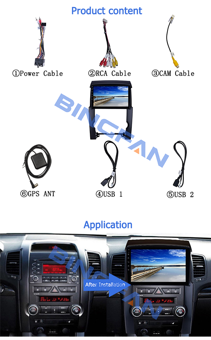 Sorento 2009-2012 Kia Sportage Radio Touch Screen 10.1'' Auto GPS Navigatio