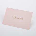 15x10cm Customized Pink Paper Thank You Card With Gold Foil Logo