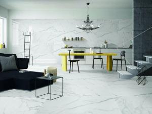 China Carrara Super White Marble Porcelain Tile 12 Mm Thickness Acid Resistant wholesale