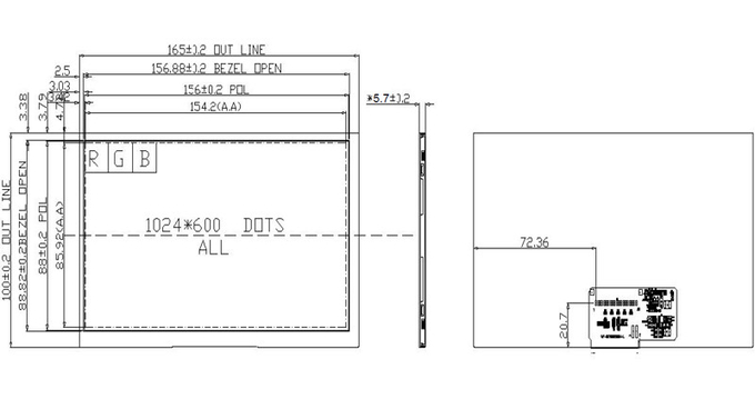 7" Inch 1024x600 LVDS TFT LCD with CTP, PCAP Touch Screen 7 inch IPS