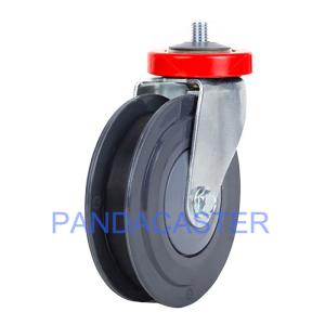 China Durable Shopping Cart Casters 40Kg 88Lbs Double Clip Polyurethane Tread Nylon Center Wheel wholesale