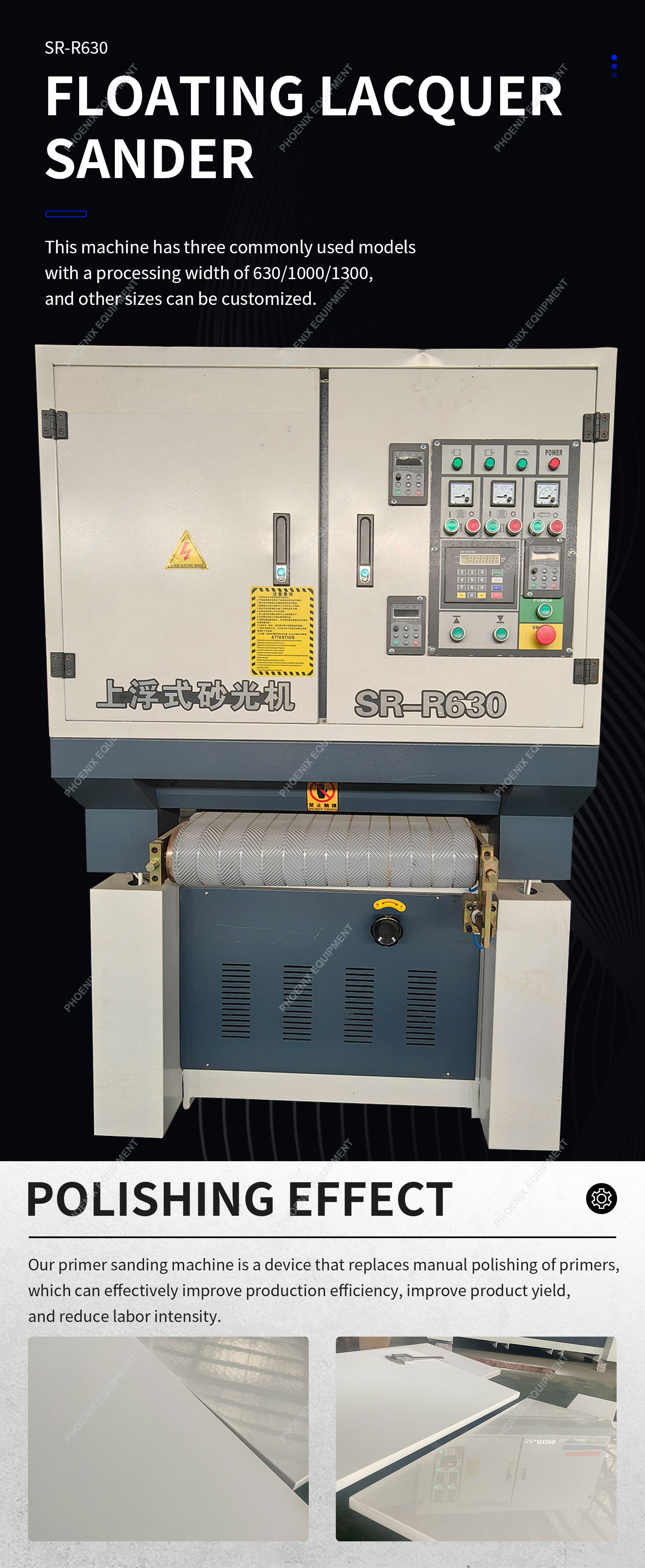 Wood Door and Cabinet Door Floating Lacquer Sander Line with 280mm Working Length