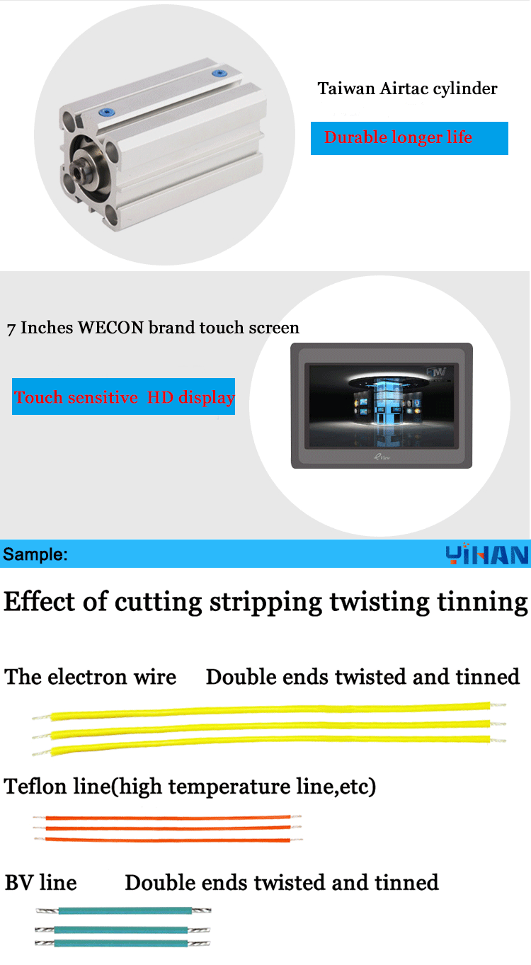 Double Head Round Sheath Multi-Core Wire Cutting Stripping Twisting Dipping Tinning Machine