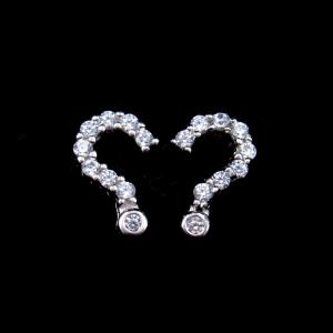China Question Mark Earrings Creative 925 Silver With Zirconia For Lady / Girl wholesale