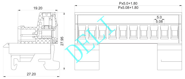 Strip Length 7-8mm PCB Connector Terminal Block DL2EDG-KR-XX-5.0/5.08 M2.5 Screw
