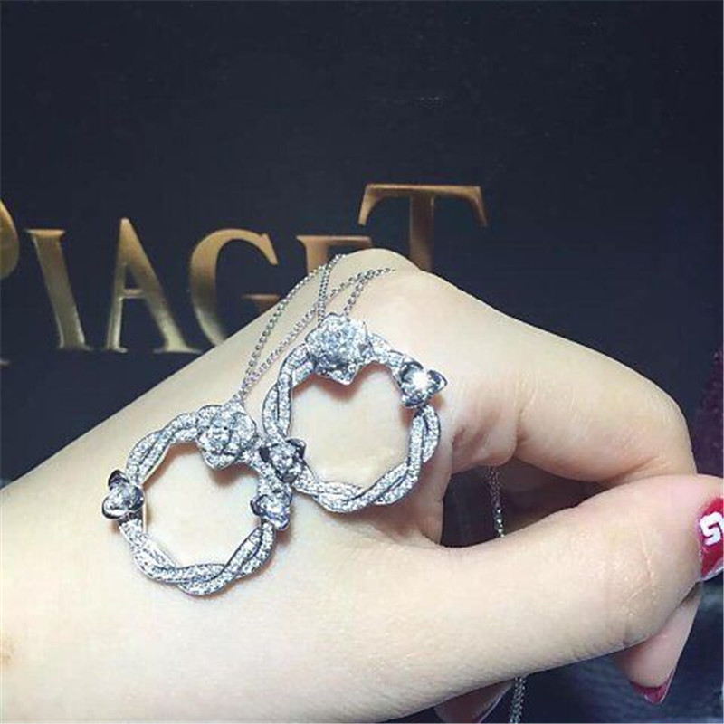 Luxury jewe factory gold diamond Necklace 18k gold white gold yellow gold rose gold diamond Necklace 50 cm long
