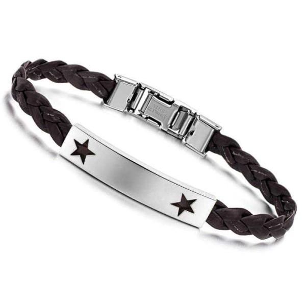 Tagor Stainless Steel Jewelry Super Fashion Silicone Leather Bracelet Bangle