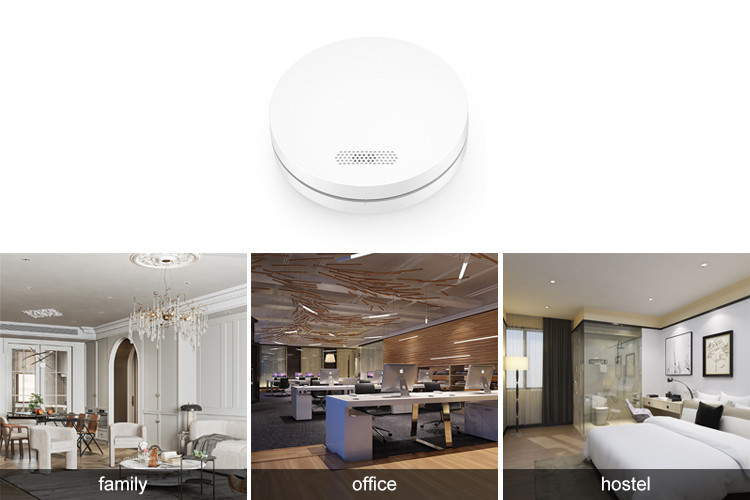 White Round Tuya Wifi Smart Smoke Detector Sensor Fire Smoke Detector Alarm