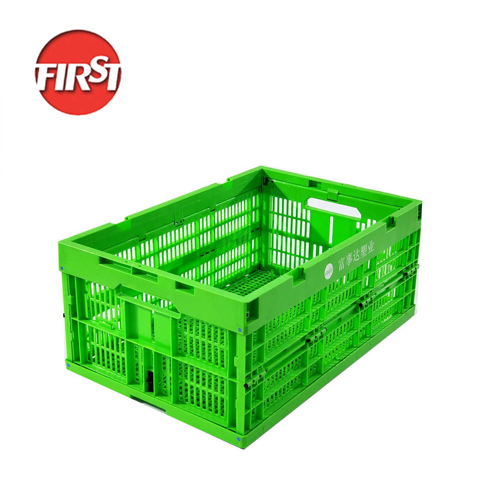 600x400x255mm Plastic Folding Box Pallet Optimal Air Circulation Fruits Organizer